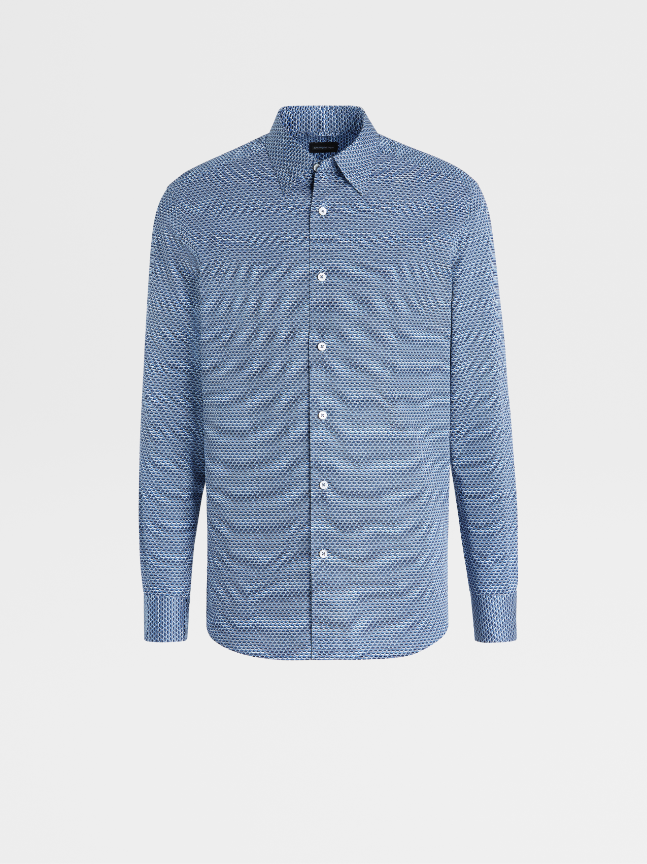 Avio Blue Pure Cotton Printed Long-sleeve Shirt